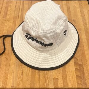 New Era Taylormade White Bucket Hat with Black Trim